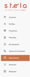 STELA-Panel Administración - Ejecuciones
