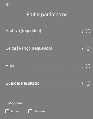 XlsRead (GSuite) Parametros STELA
