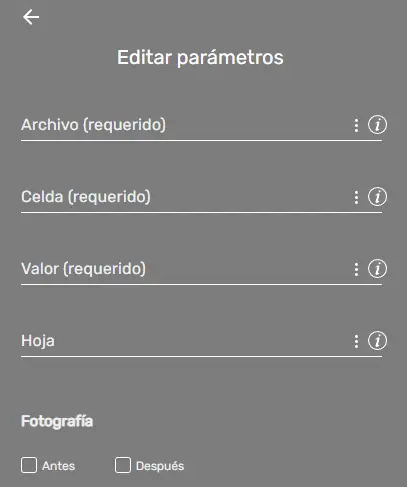 XlsWrite (GSuite) Parametros STELA