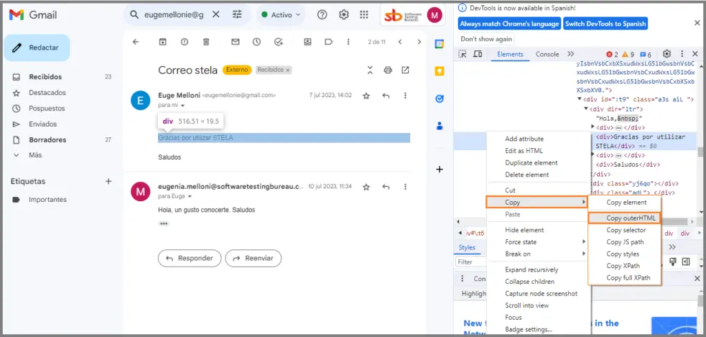 Incorporar plantilla correo electónico 