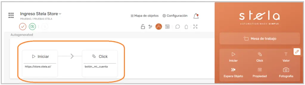 Ejemplo automatización robot maker STELA