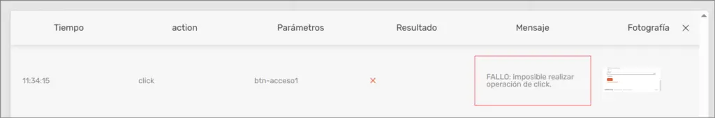 Detalle de fallo STELA