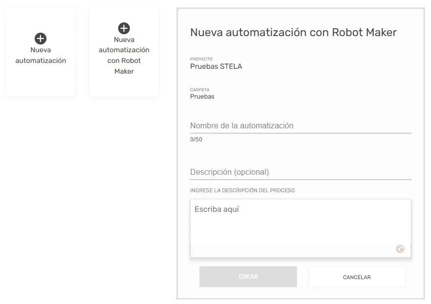 Automatización con robot maker en STELA