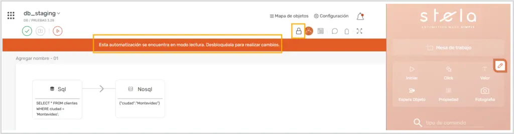 Bloqueo de edición automatización STELA