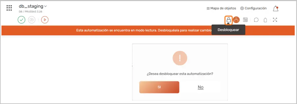Desbloqueo de edición automatización STELA