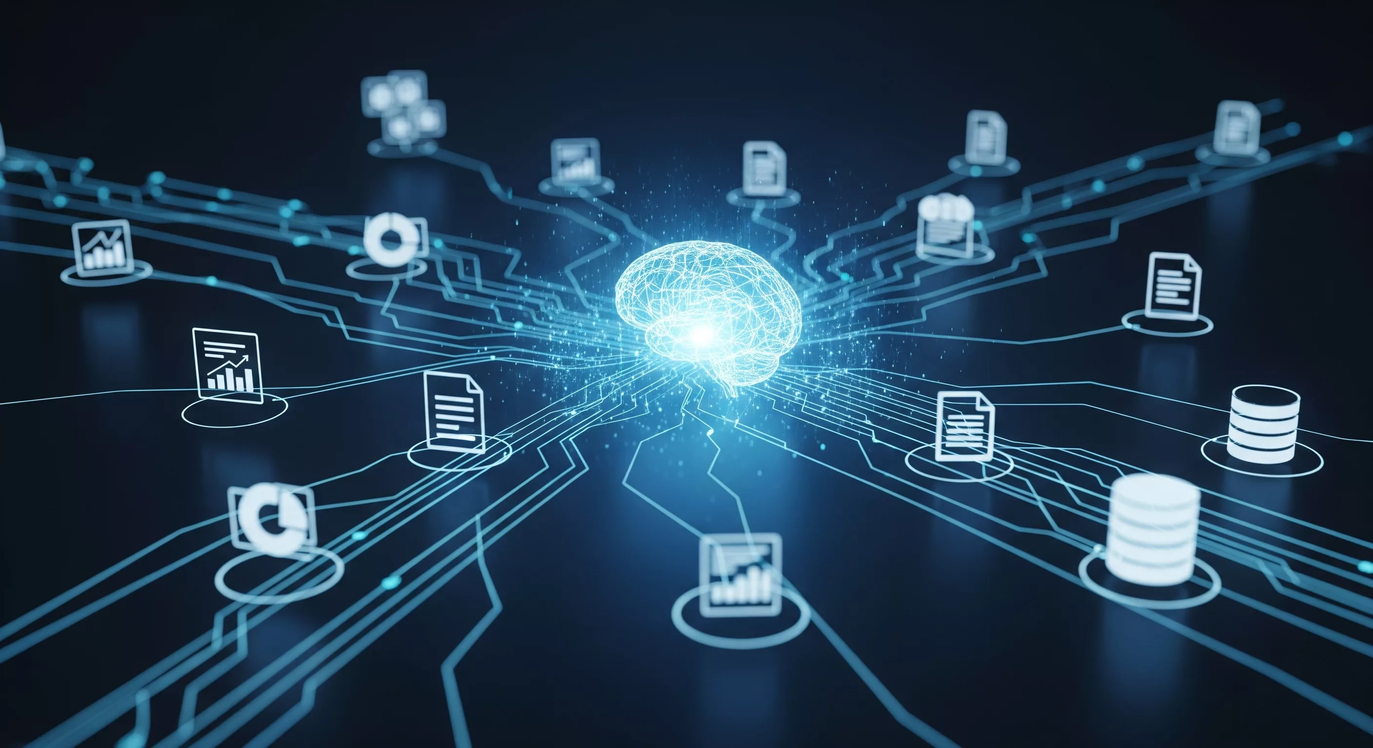 Infografía explicando qué es la automatización robótica de procesos (RPA), mostrando un bot de software interactuando con aplicaciones de negocio.