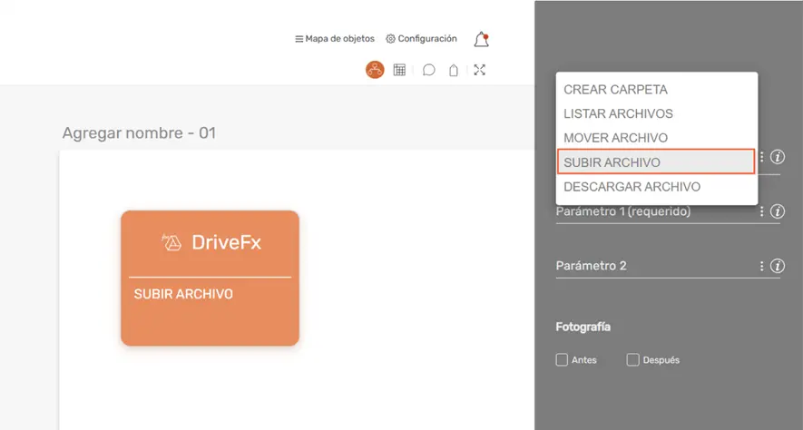 Subir archivos utilizando DrivFx