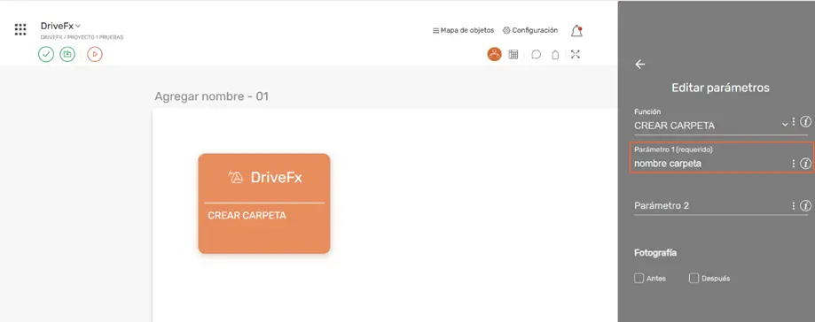 DriveFx Crear carpeta