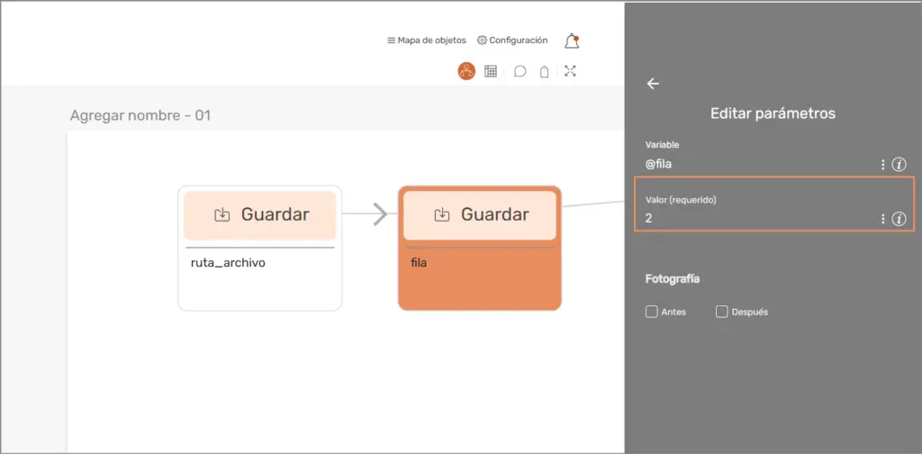 Ejemplo de uso del comando Guardar