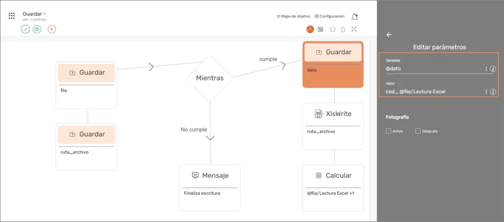 Ejemplo de uso del comando Guardar