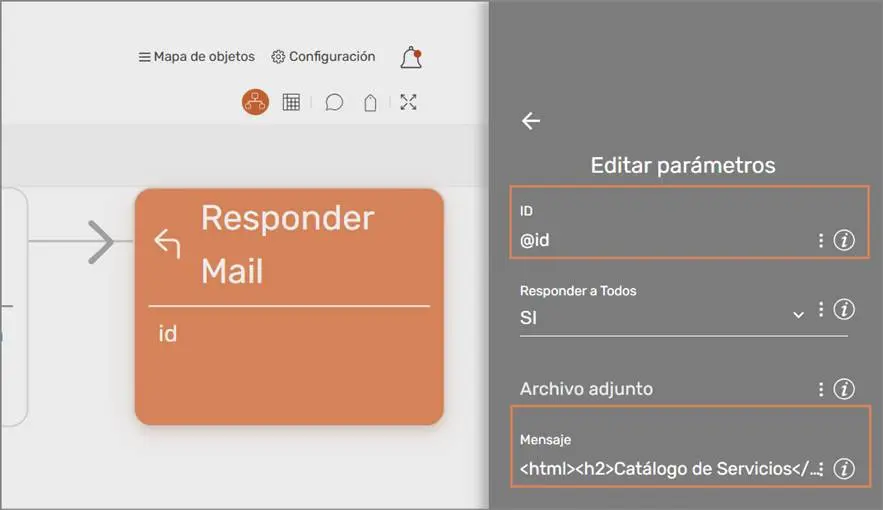 Ejemplo de uso del comando Responder Mail