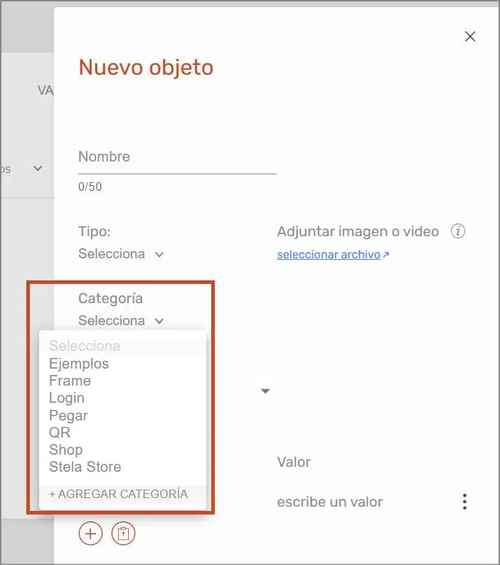 Crear Objeto - Categoria