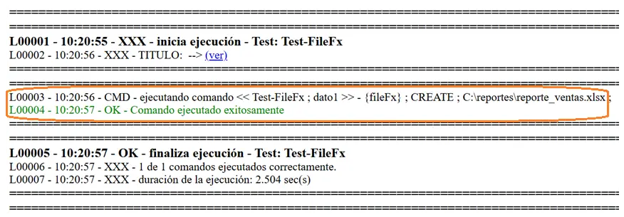 Comando FileFx  log STELA