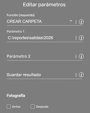 Comando FileFx parámetros ejemplo STELA