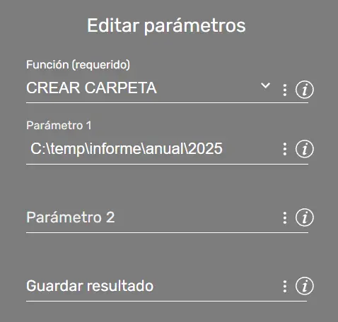 Comando FileFx parámetros STELA