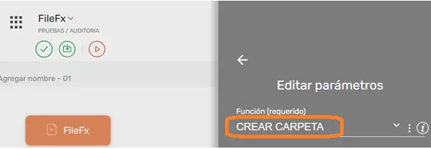 Comando FileFx función Crear carpeta STELA