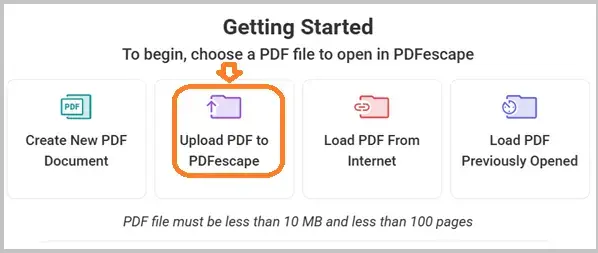 Comando PDF Write PDFescape cargar archivo STELA