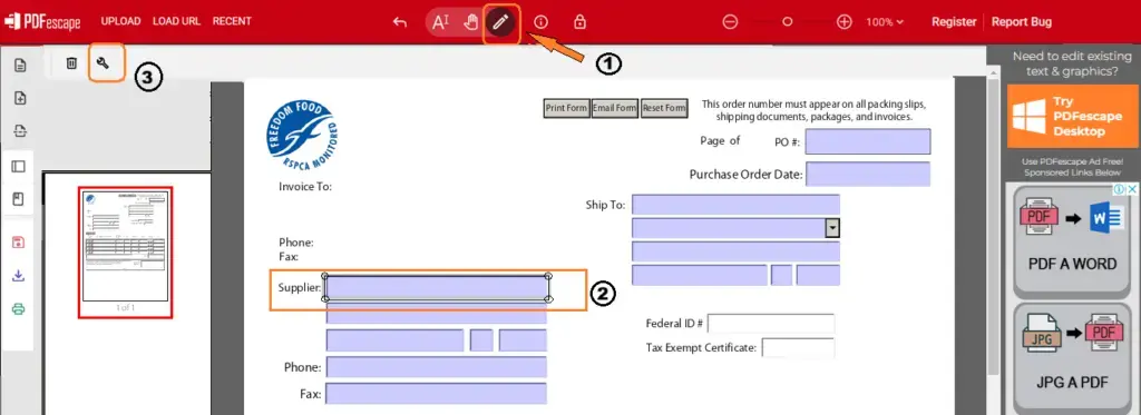 Comando PDF Write PDFescape editar archivo STELA
