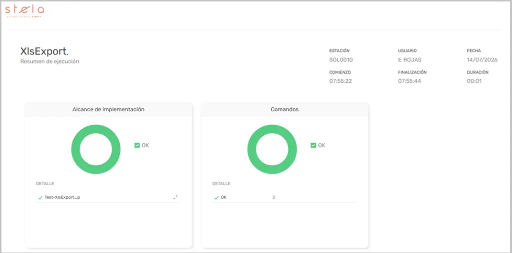 Comando XLSExport index STELA