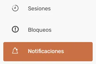 Notificaciones panel de administración STELA