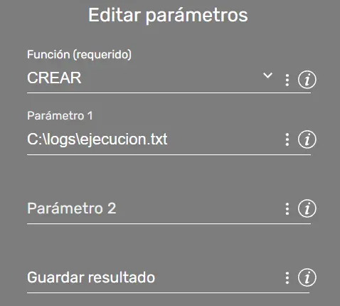 Comando FileFx parámetros STELA