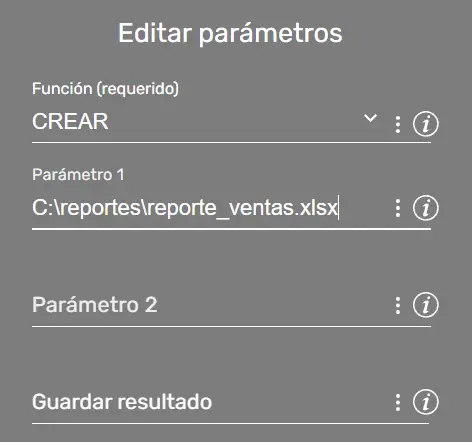 Comando FileFx parámetros ejemplo STELA