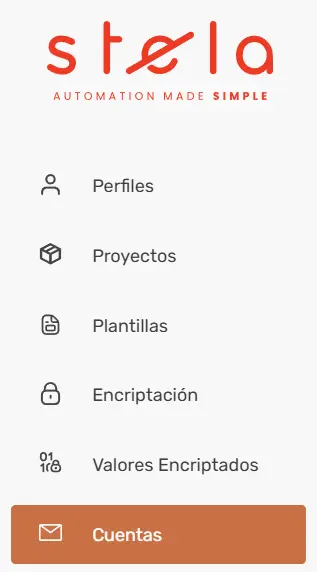 Seccion Cuentas Panel administración STELA
