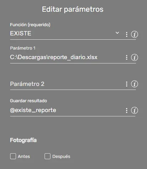 Comando FileFx parámetros ejemplo STELA