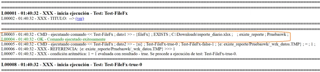 Comando FileFx log ejemplo STELA