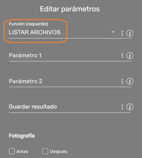Comando FileFX parámetros STELA