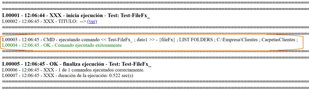 Comando FileFx ejemplo log STELA