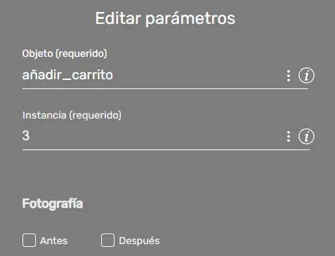 Comando instancia parámetros STELA