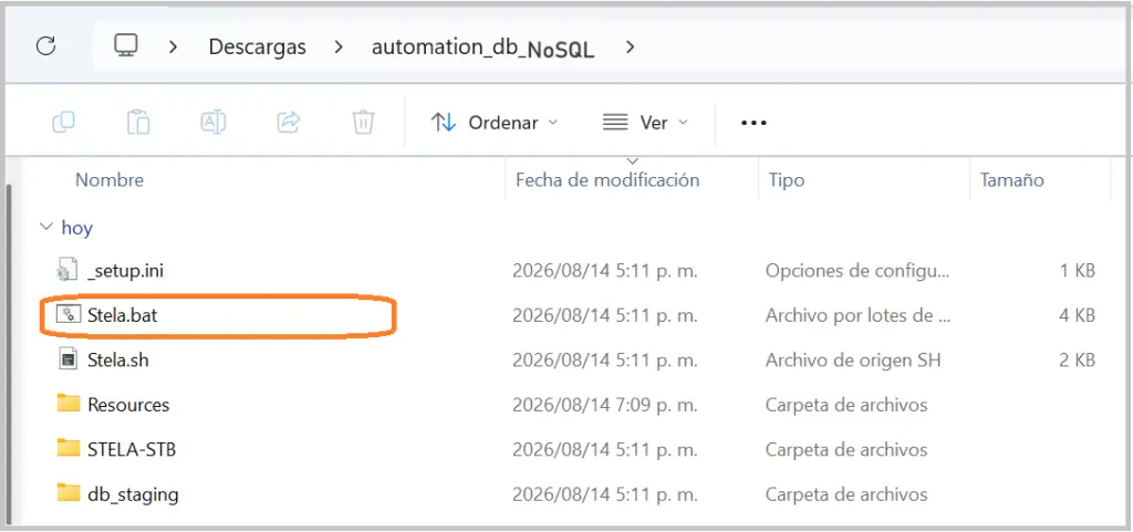 Comando NoSQL .bat STELA