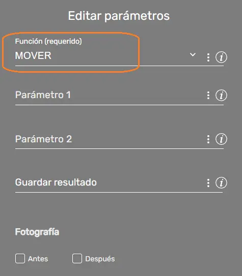 Comando FileFx Parámetros STELA